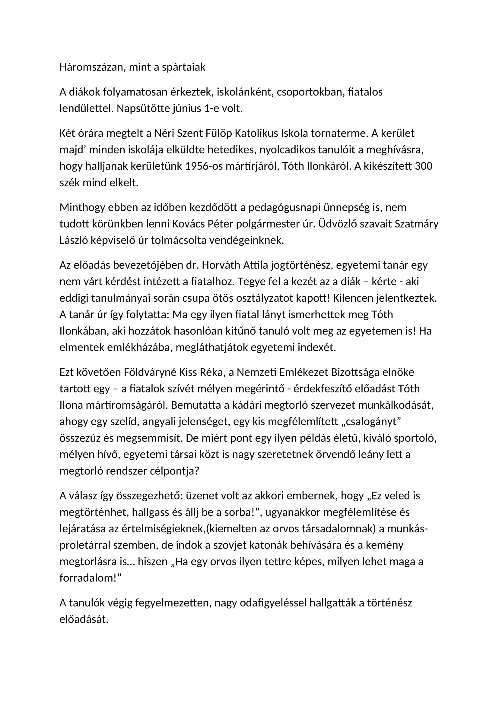 TA³th IlonkAArt HAromszAzan mint a spArtaiak cikk az AºjsAgba 1
