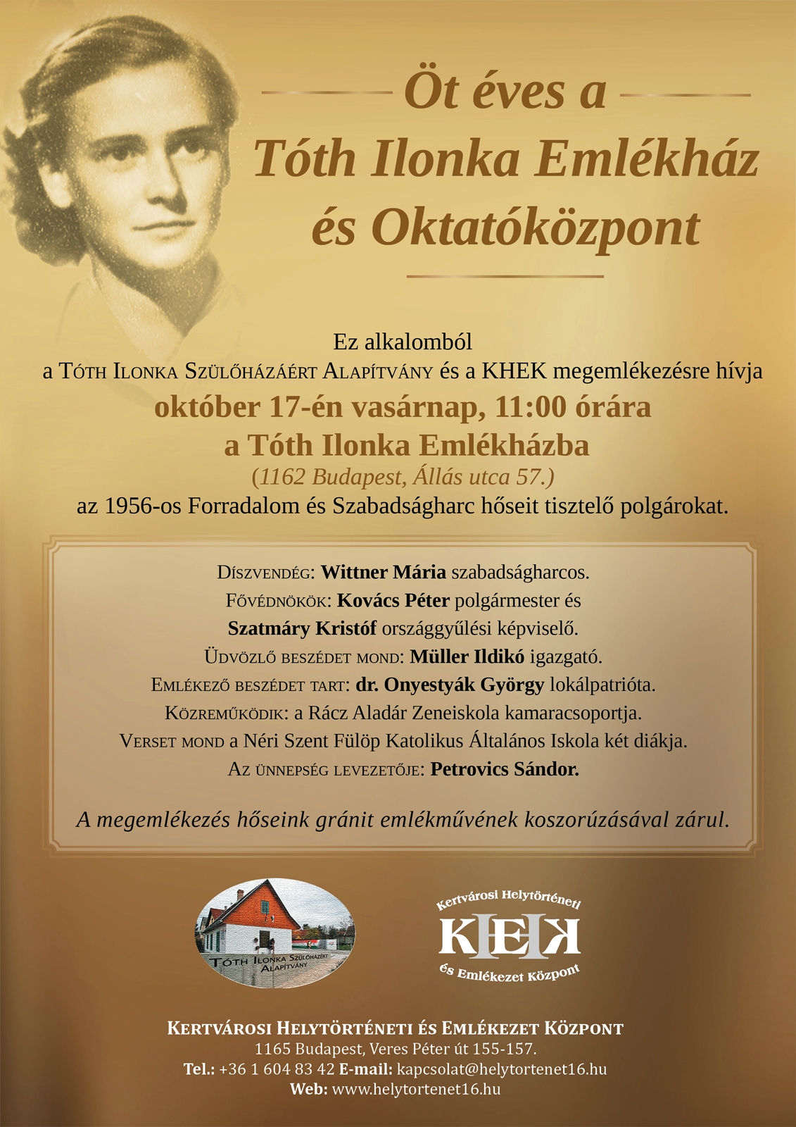 Toth Ilonka Emlekhaz 5eves plakat